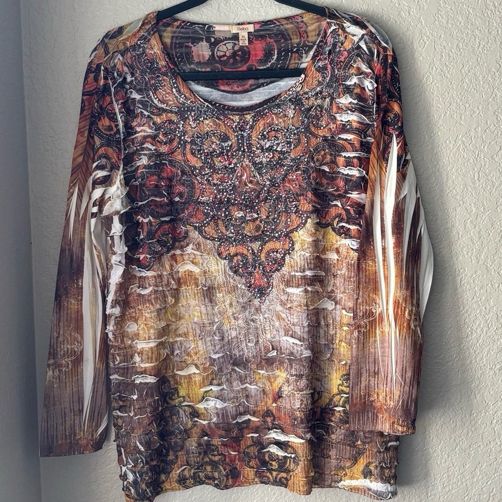 Reba Women's Long Sleeve Tunic Top S 1X